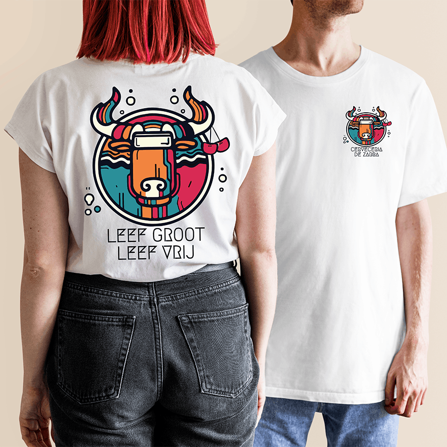 T-shirt Wit Leef groot, Leef vrij